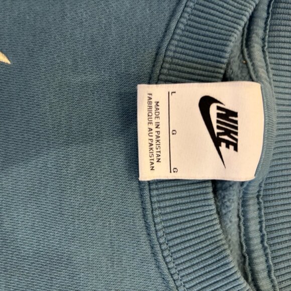Nike Oversized Blue Athleisure Cotton Sweatshirt Women's Large Cozy Fleece Soft - Picture 6 of 8